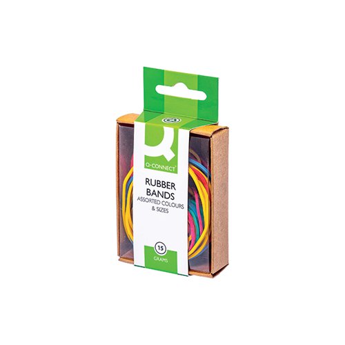 Q-CONNECT RUBBER BANDS ASSORTED SIZES COLOURED 15G (10 PACK) KF02032Q