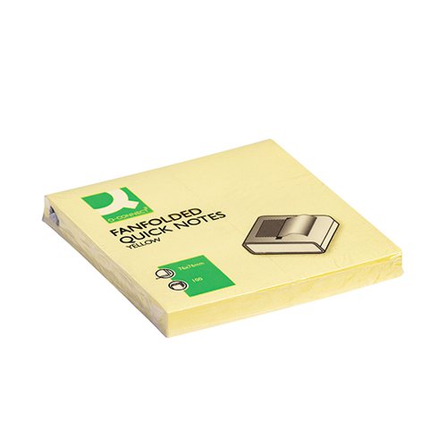 Q-CONNECT FANFOLD NOTES 75X75MM YELLOW (PACK OF 12) KF02161