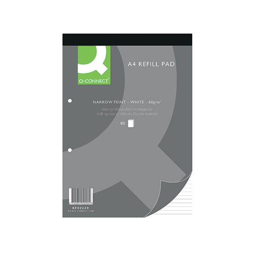 Q-CONNECT NARROW FEINT RULED HEADBOUND REFILL PAD 160 PAGES