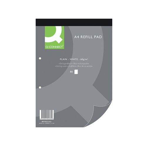 Q-CONNECT PLAIN HEADBOUND REFILL PAD 160 PAGES A4 (10 PACK)