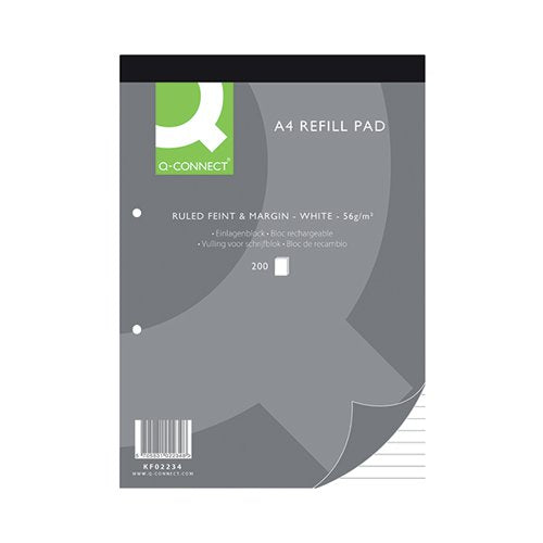 Q-CONNECT FEINT RULED MARGIN HEADBOUND REFILL PAD 200 PAGES