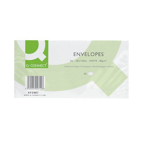 Q-CONNECT DL ENVELOPES PLAIN WALLET SELF SEAL 80GSM WHITE (P