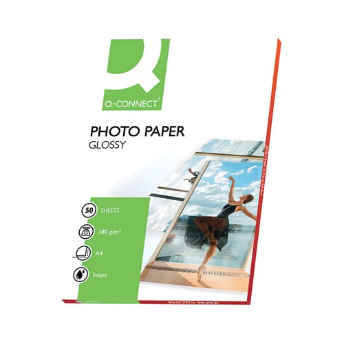 Q-CONNECT A4 GLOSS PHOTO PAPER 180GSM (PACK OF 50) KF02771