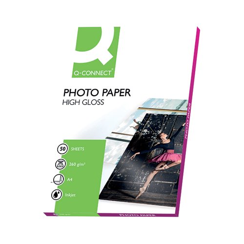 Q-CONNECT A4 WHITE HIGH GLOSS PHOTO PAPER 260GSM (PACK OF 50