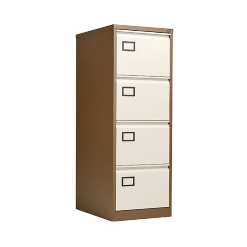 JEMINI 4 DRAWER FILING CABINET LOCKABLE 470X622X1321MM COFFE