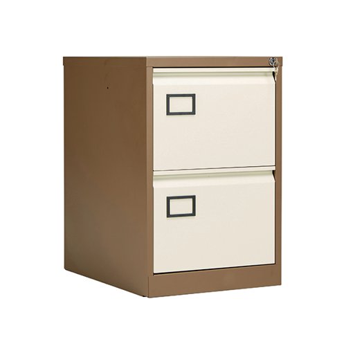 JEMINI 2 DRAWER FILING CABINET LOCKABLE 470X622X711MM COFFEE