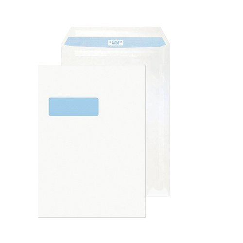 Q-CONNECT C4 ENVELOPES WINDOW PEEL AND SEAL 100GSM WHITE (PA