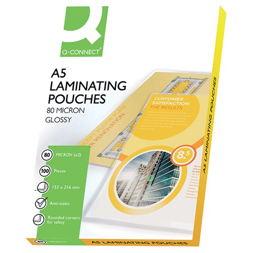 Q-CONNECT A5 LAMINATING POUCH 160 MICRON (PACK OF 100) KF04106