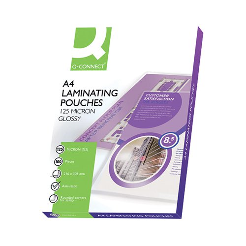 Q-CONNECT A4 LAMINATING POUCH 125X2 MICRON (PACK OF 100) KF04116
