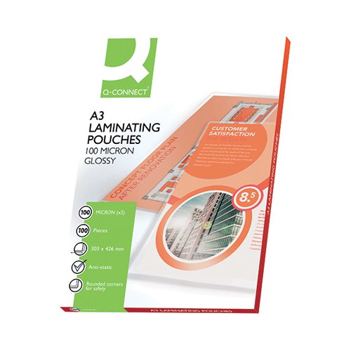 Q-CONNECT A3 LAMINATING POUCH 200 MICRON (PACK OF 100) KF04123