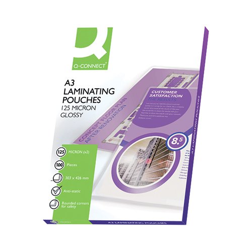 Q-CONNECT A3 LAMINATING POUCH 250 MICRON (PACK OF 100) KF04124
