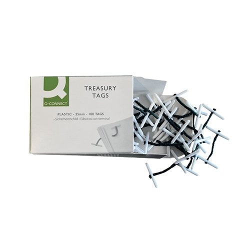 Q-CONNECT PLASTIC TREASURY TAG 25MM (PACK OF 100) KF04570