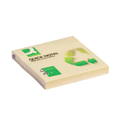 Q-CONNECT QUICK NOTES RECYCLED 76X76MM YELLOW (PACK OF 12) K
