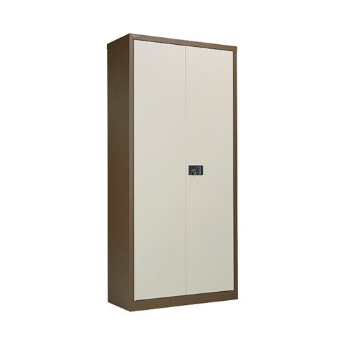 JEMINI 2 DOOR STORAGE CUPBOARD METAL 950X420X1960MM COFFEE/C