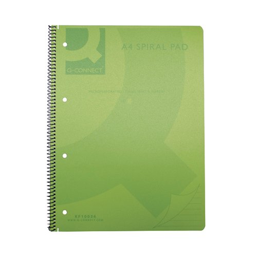 Q-CONNECT SPIRAL BOUND POLYPROPYLENE NOTEBOOK 160 PAGES A4 G