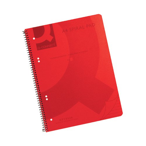 Q-CONNECT SPIRAL BOUND POLYPROPYLENE NOTEBOOK 160 PAGES A4 R