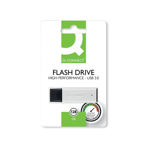 Q-CONNECT BLACK/SILVER USB 3.0 HIGH PERFORMANCE 128GB FLASH