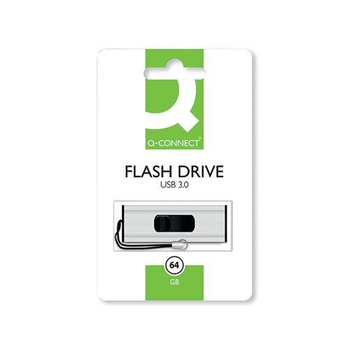 Q-CONNECT USB 3.0 SLIDER 64GB FLASH DRIVE SILVER/BLACK KF16371
