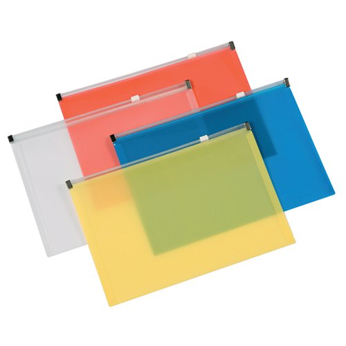 Q-CONNECT DOCUMENT ZIP WALLET A4 ASSORTED (20 PACK) KF16552
