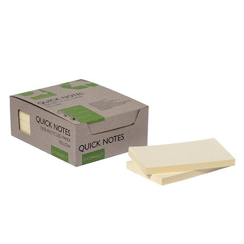 Q-CONNECT RECYCLED NOTES 127X76MM YELLOW (PACK OF 12) KF1732