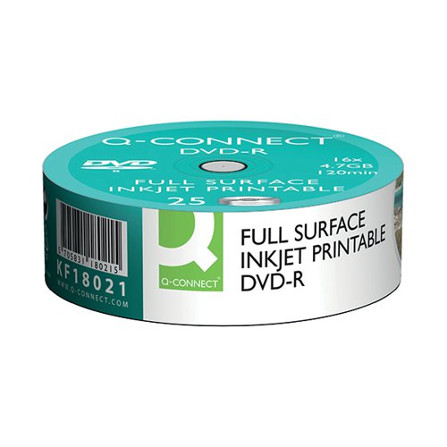 Q-CONNECT INKJET PRINTABLE DVD-R DISCS 16X 4.7GB (PACK OF 25) KF18021