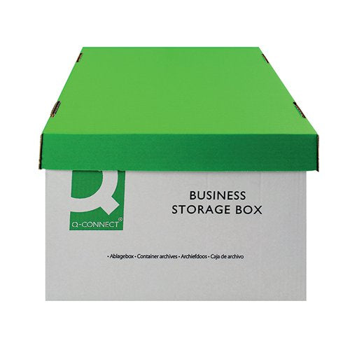 Q-CONNECT BUSINESS STORAGE BOX 335X400X250MM GREEN AND WHITE (10 PACK) KF21660