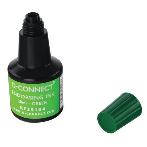 Q-CONNECT ENDORSING INK 28ML GREEN (PACK OF 10) KF25104Q