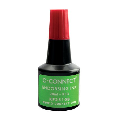 Q-CONNECT ENDORSING INK 28ML RED (PACK OF 10) KF25108Q
