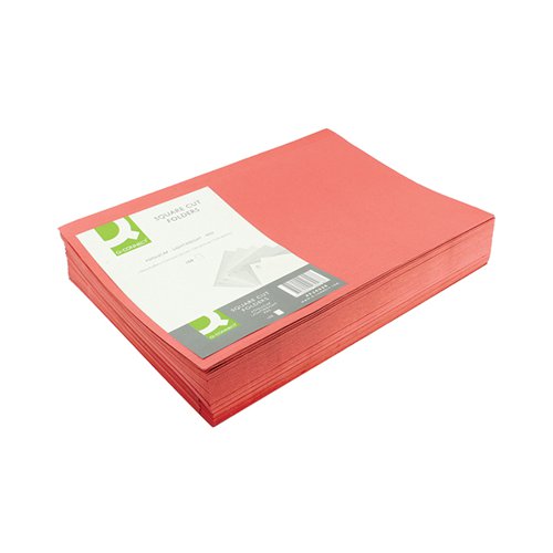 Q-CONNECT SQUARE CUT FOLDER LIGHTWEIGHT 180GSM FOOLSCAP RED (PACK OF 100) KF26028