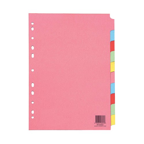 Q-CONNECT 10-PART SUBJECT DIVIDER MULTI-PUNCHED A4 (25 PACK) KF26082Q