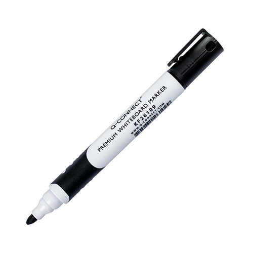 Q-CONNECT PREMIUM WHITEBOARD MARKER BULLET TIP BLACK (PACK OF 10) KF26109