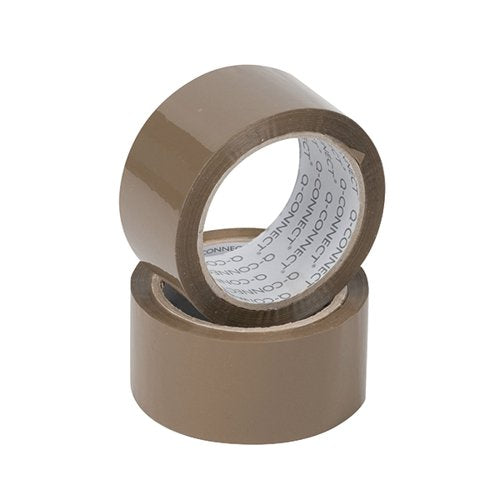 Q-CONNECT POLYPROPYLENE PACKAGING TAPE 50MMX66M BROWN (6 PAC