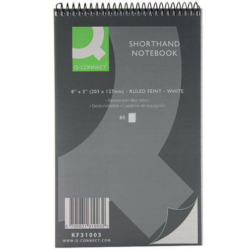 Q-CONNECT FEINT RULED SHORTHAND NOTEBOOK 160 PAGES 203X127MM