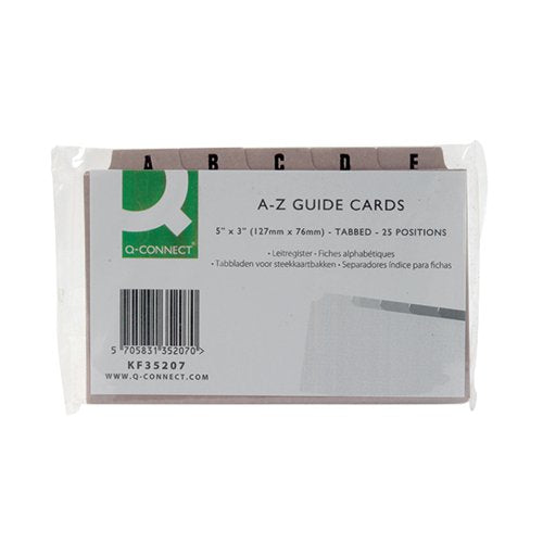 Q-CONNECT GUIDE CARD 5X3 INCH A-Z BUFF (PACK OF 25) KF35207