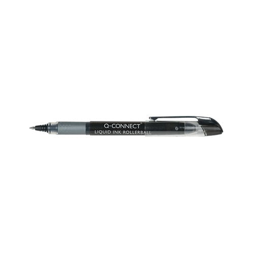 Q-CONNECT LIQUID INK ROLLERBALL PEN FINE BLACK (PACK OF 10) KF50139
