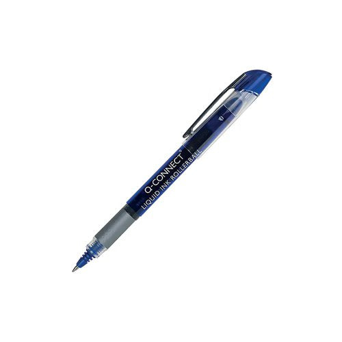 Q-CONNECT LIQUID INK ROLLERBALL PEN FINE BLUE (PACK OF 10) KF50140