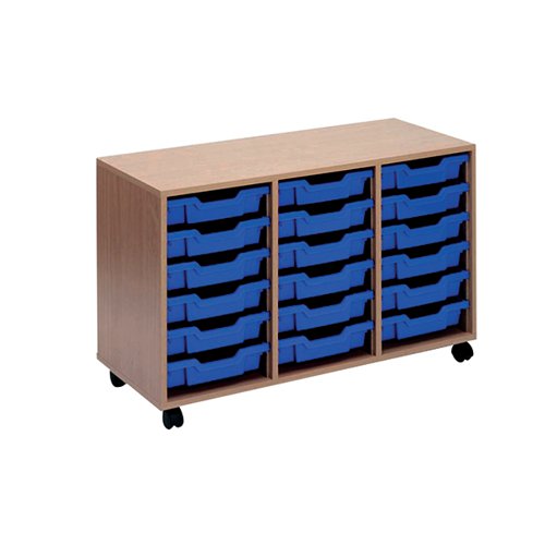 JEMINI MOBILE STORAGE UNIT 18 TRAY 1030X495X650MM BEECH KF72