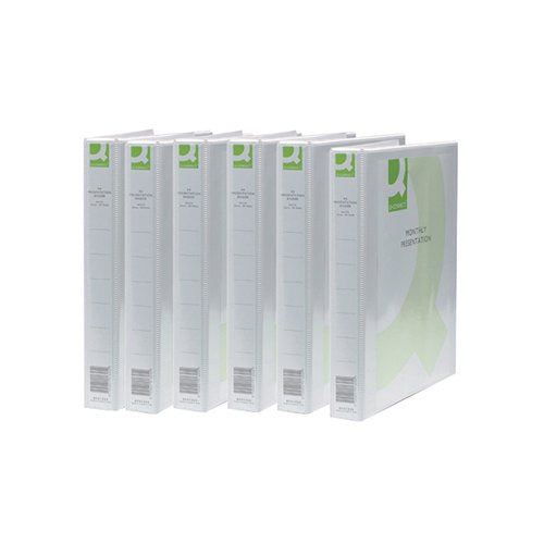 Q-CONNECT PRESENTATION 25MM 2D RING BINDER A4 WHITE (PACK OF 6) KF72645