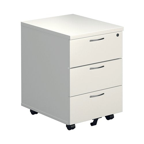 JEMINI 3 DRAWER MOBILE PEDESTAL 400X500X595MM WHITE KF74148
