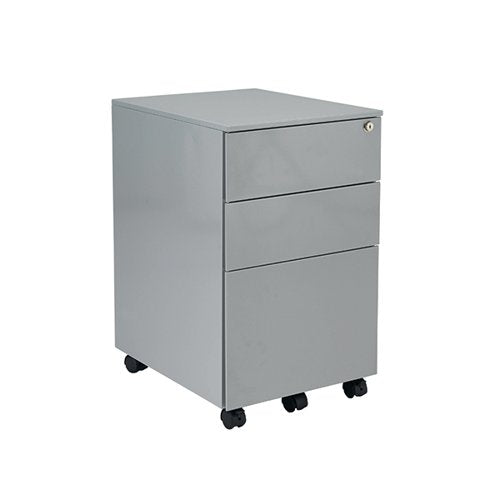 JEMINI 3 DRAWER MOBILE PEDESTAL STEEL 380X470X615MM SILVER K