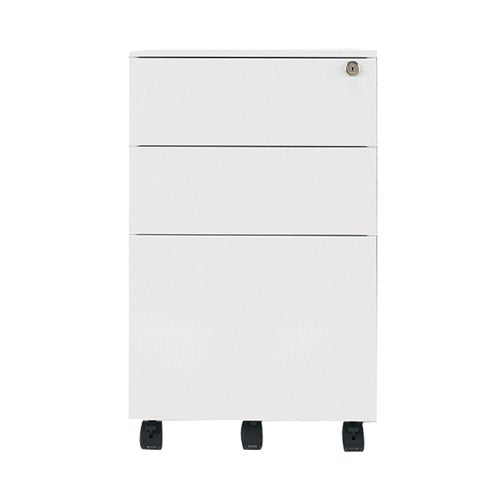 JEMINI 3 DRAWER MOBILE PEDESTAL STEEL 380X470X615MM WHITE KF