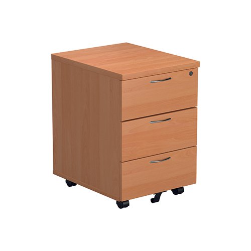 JEMINI 3 DRAWER MOBILE PEDESTAL 400X500X595MM BEECH KF74484