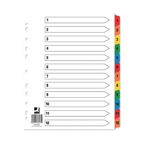 Q-CONNECT EW INDEX 1-12 REINFORCED MULTICOLOURED (25 PACK) KF76985Q
