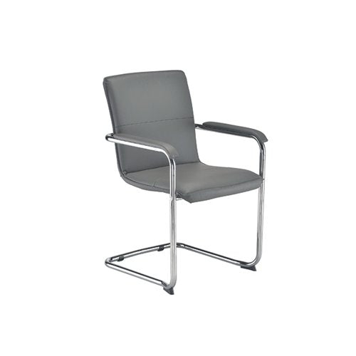 ARISTA STRATUS VISITOR CHAIR LEATHER LOOK 575X570X890MM GREY