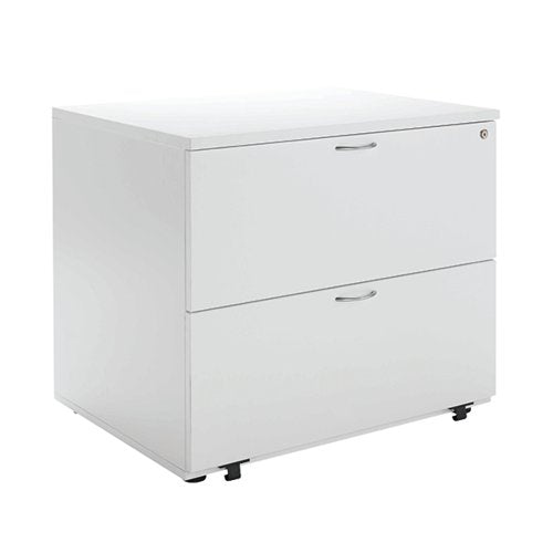 JEMINI 2 DRAWER DESK SIDE FILING CABINET 850X630X770MM WHITE