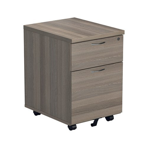 JEMINI 2 DRAWER MOBILE PEDESTAL 404X500X595MM GREY OAK KF789