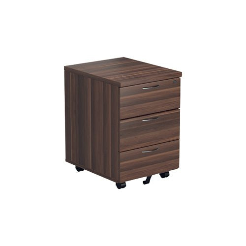 JEMINI 3 DRAWER MOBILE PEDESTAL 400X500X595MM WALNUT KF78944