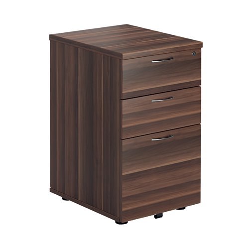 JEMINI 3 DRAWER TALL MOBILE PEDESTAL 404X500X690MM WALNUT KF
