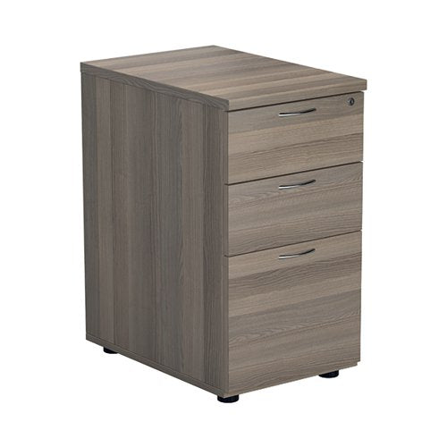 JEMINI 3 DRAWER DESK HIGH PEDESTAL 404X600X730MM GREY OAK KF
