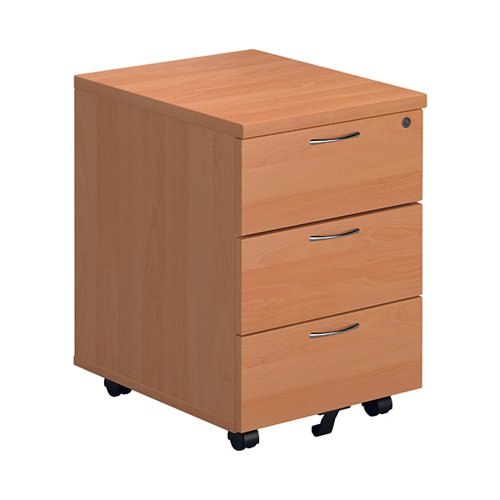 FIRST 3 DRAWER MOBILE PEDESTAL 400X500X595MM BEECH KF79991